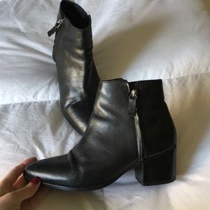 Vintage black leather booties